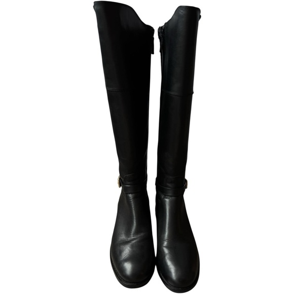 COLE HAAN‎ NWOB Women's Galina Black Leather Riding Boots Tall Knee High Zip 6.5 - Picture 4 of 6
